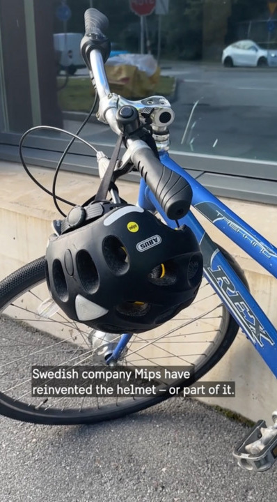 A MIPS helmet and a bicycle.