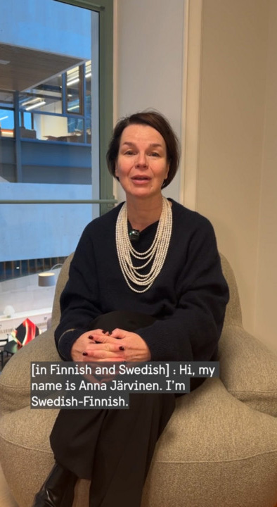 Singer Anna Järvinen being interviewed.