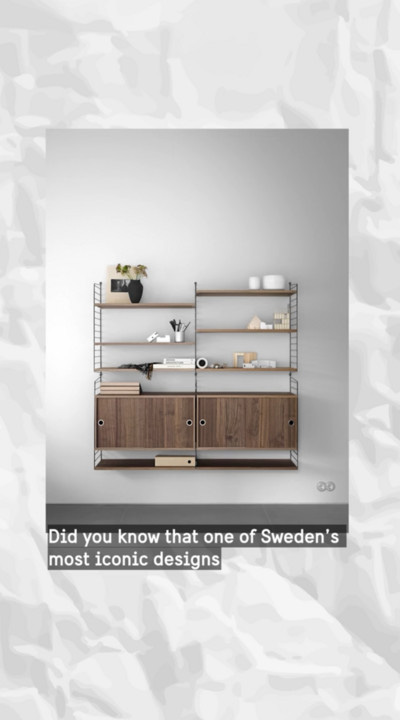 A bookshelf on a wall.